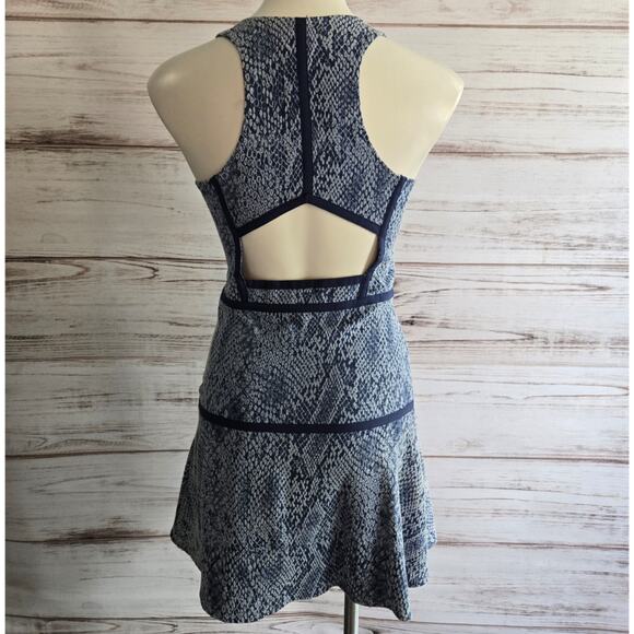 Parker Blue Snake Print Halter Fit and Flare Dress sz S - Picture 3 of 5